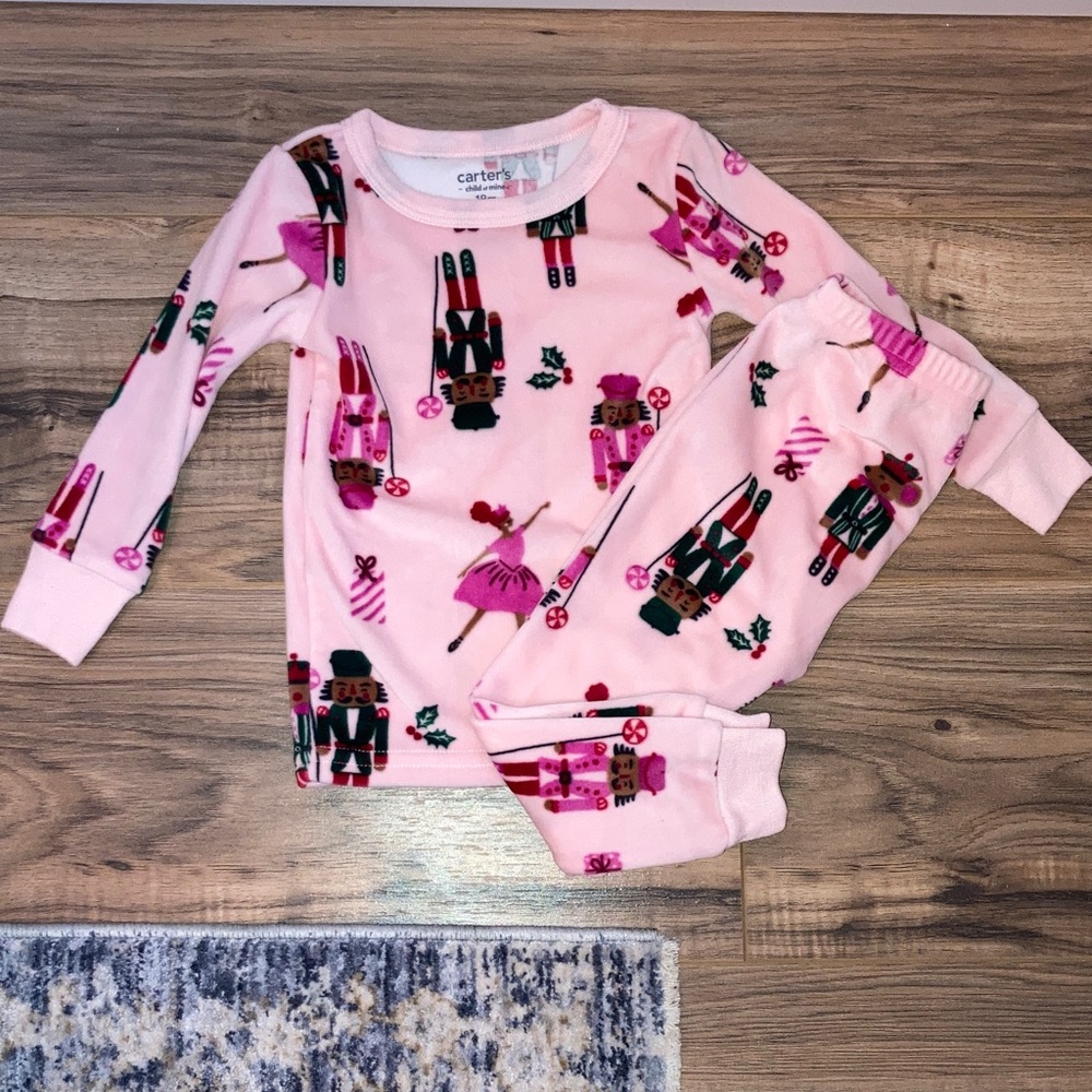 #54. Carter's Velour Fabric Pink Nutcracker Ballet Two Piece Pajama
